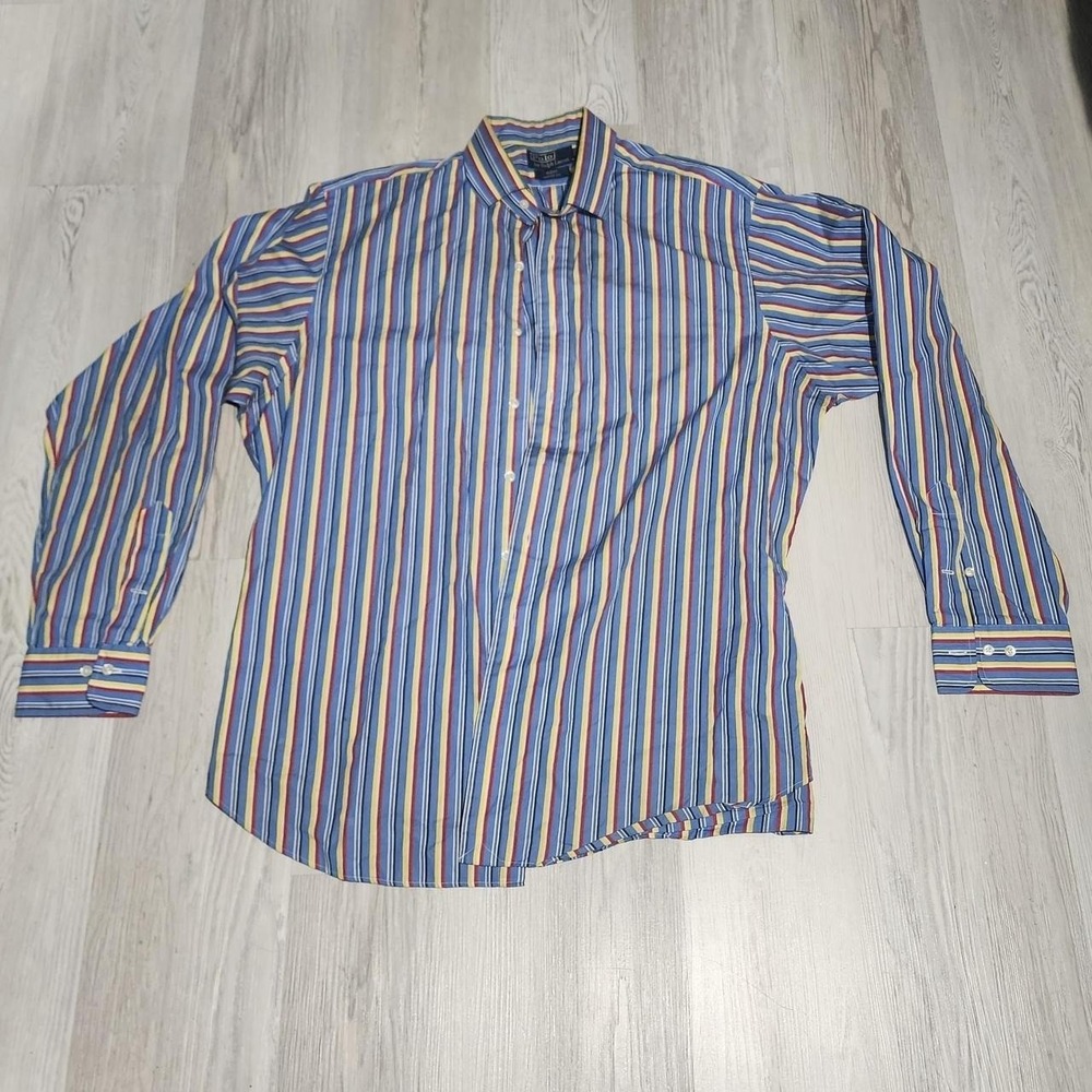 Y2K vintage Ralph Lauren blue striped button up shirt Size XL